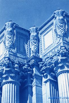 cyanotype print by A.E. Graves of Palace of Fine Arts, San Francisco, California