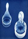 deep blue image of onion-dome shaped glass shadows